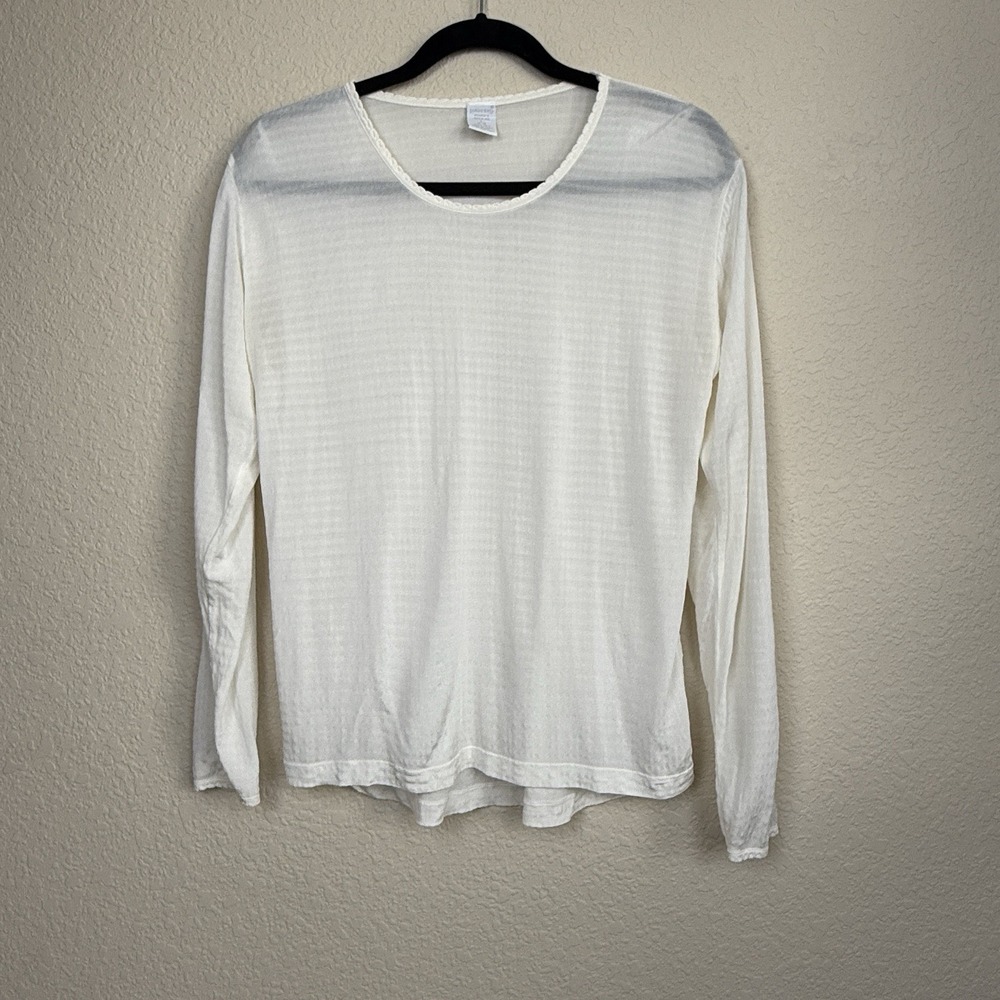 Vtg Women's Land's End 100% Silk Baselayer Top Performance Shirt Hiking Skiing L